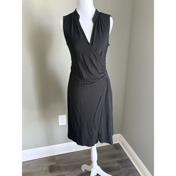 Banana Republic Black‎ Dress Size S Faux Wrap V Neck Knee Length - Picture 4 of 5